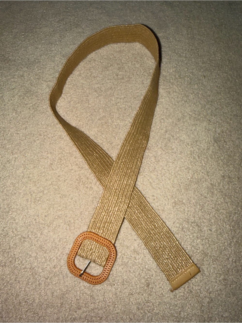 Gold Elastic Waist Belt with Woven Buckle